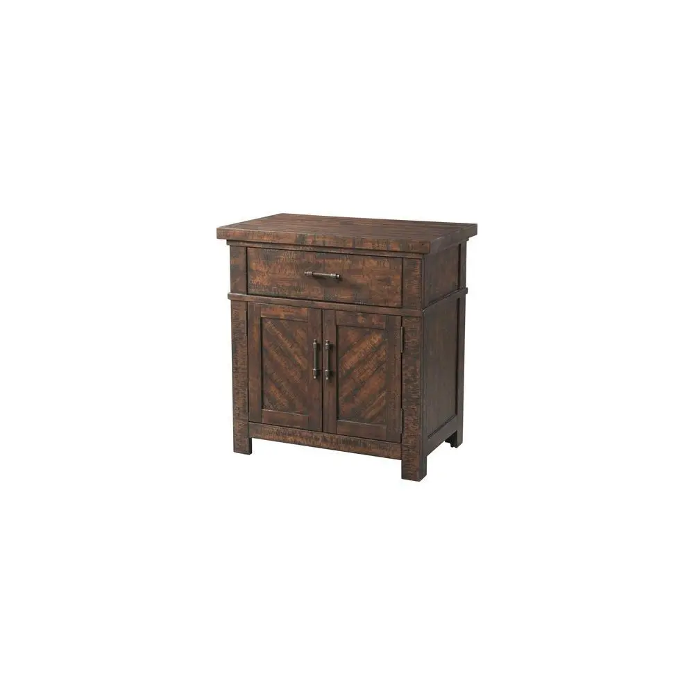 Modern Brown 2-Drawer Solid Wood Nightstand, Sturdy Base, Storage Organizer for Bedroom Indoor Furniture Tables & Desks