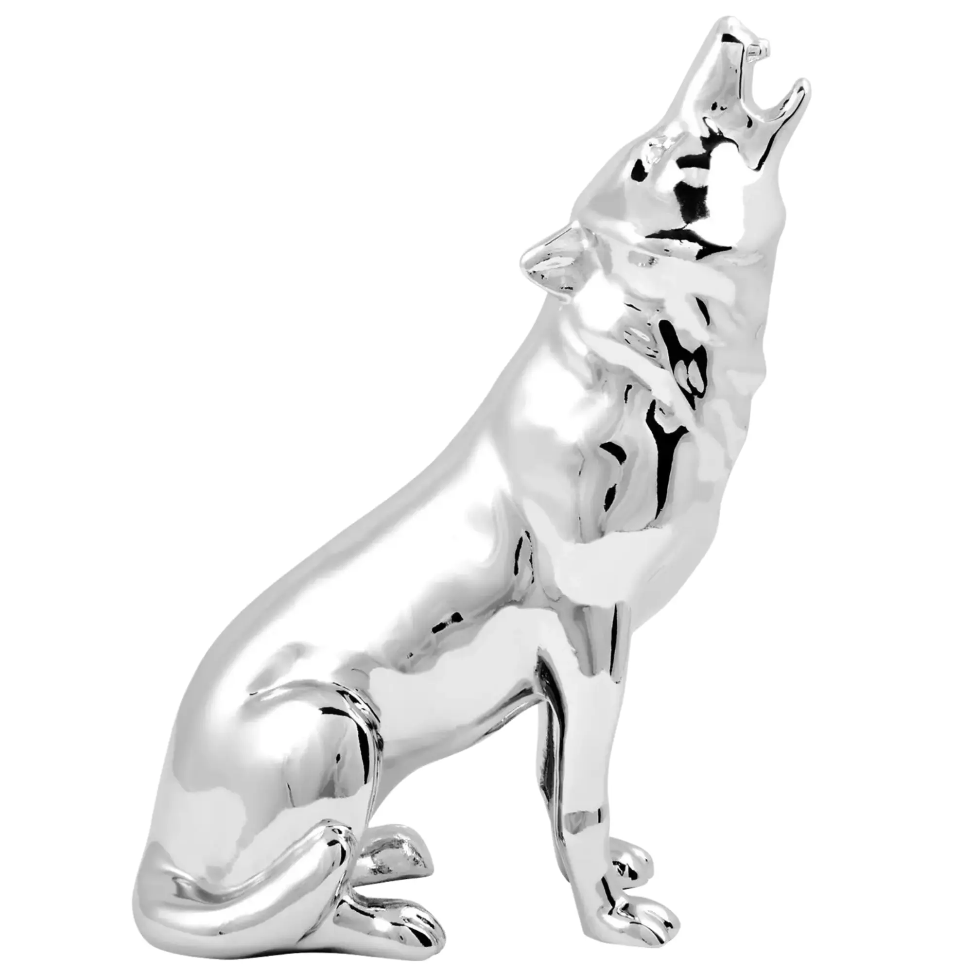 Grand General Howling Wolf Metal Hood Ornament, Smooth Decor with Bolt & Storage Box for Festive Home Decorations