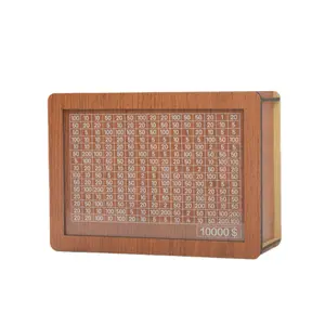 High-Quality Wooden Coin Bank 10000 Savings Challenge Box for Adults Kids Living Room Decor Piggy Gift Set Ornaments