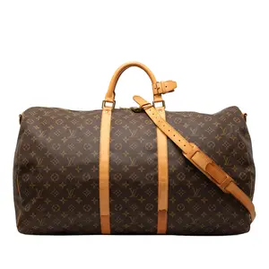 Pre-owned Louis Vuitton Canvas Coated, Leather Travel Bags Keepall Bandouliere Bag Monogram Canvas 60 by Rebag
