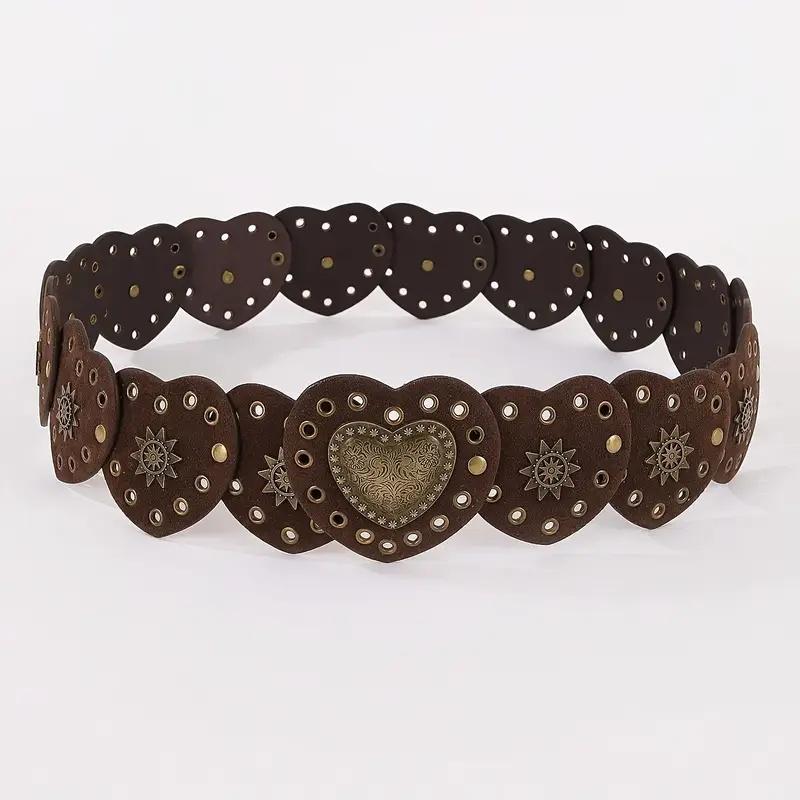 Women’s Y2K Style Belt – Vintage Personalized Heart Buckle, Hollow Metal Details, Wide Waistband for Jeans & Skirts, Trendy Daily Outfits & Party