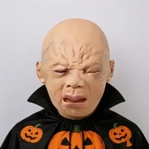 Halloween Scary Props Party Cosplay Latex Crying Weeping Crying Baby Full Face Mask Halloween For Women Men Masks Prop funny costume accessory