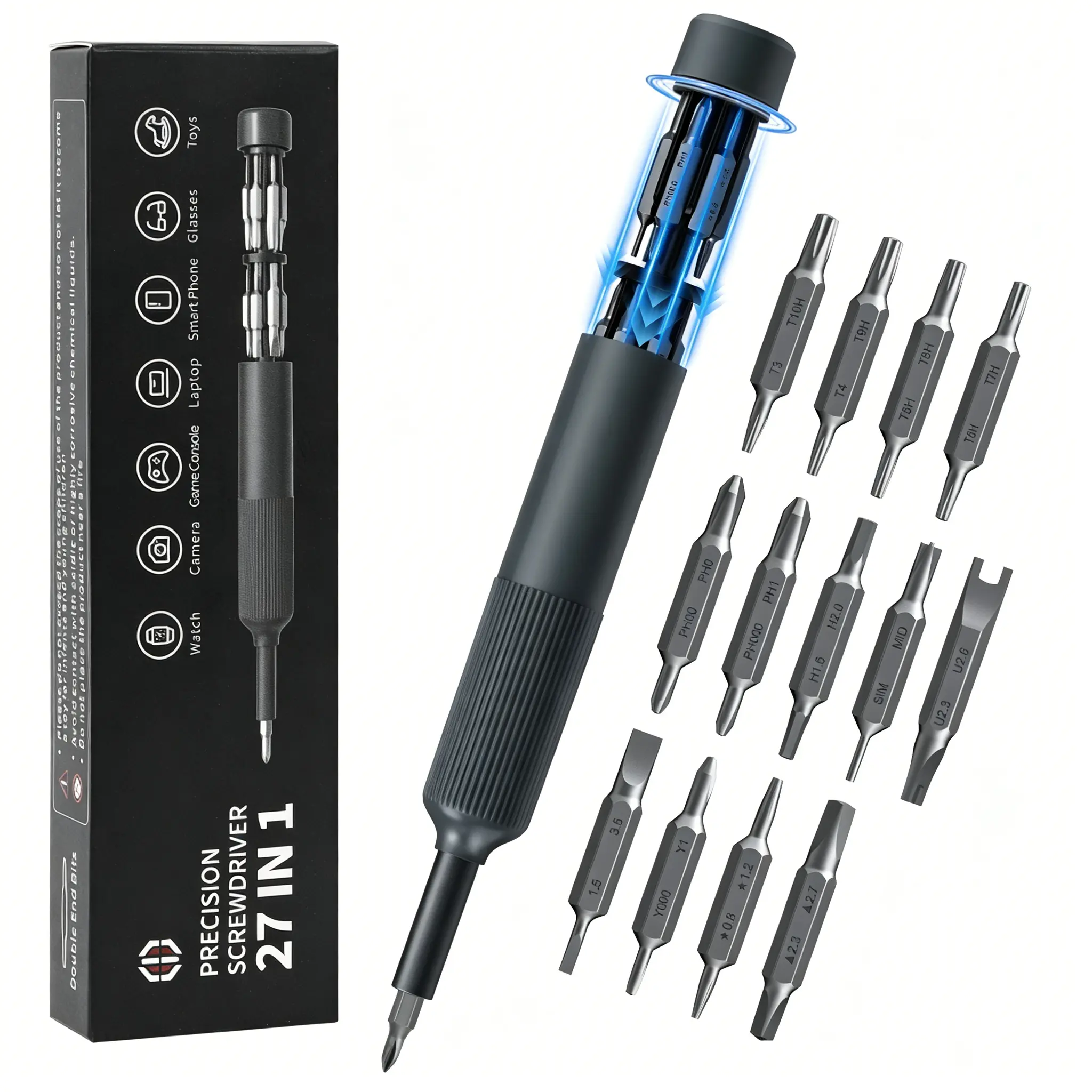 27-in-1 Small Precision Screwdriver Bit Set - Magnetic Pen-Type Tool, Portable Magnetic Multipurpose Screwdriver for Laptop, Phone (Tools & Hardware)
