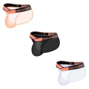 New Laser Large V-Waist Men's Ice Silk Briefs Sexy High-Cut Transparent Butt-Lifting U-Shaped Sports Underwear