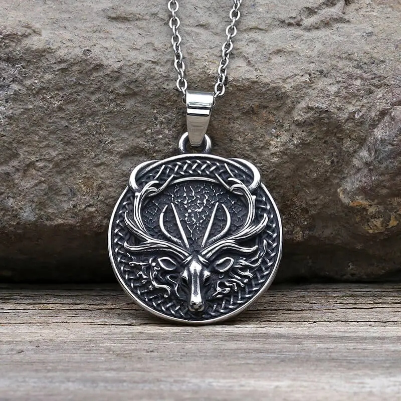 GTHIC Unisex Vintage Elk Stainless Steel Pendant Fashion Animal Accessories Gift Necklace