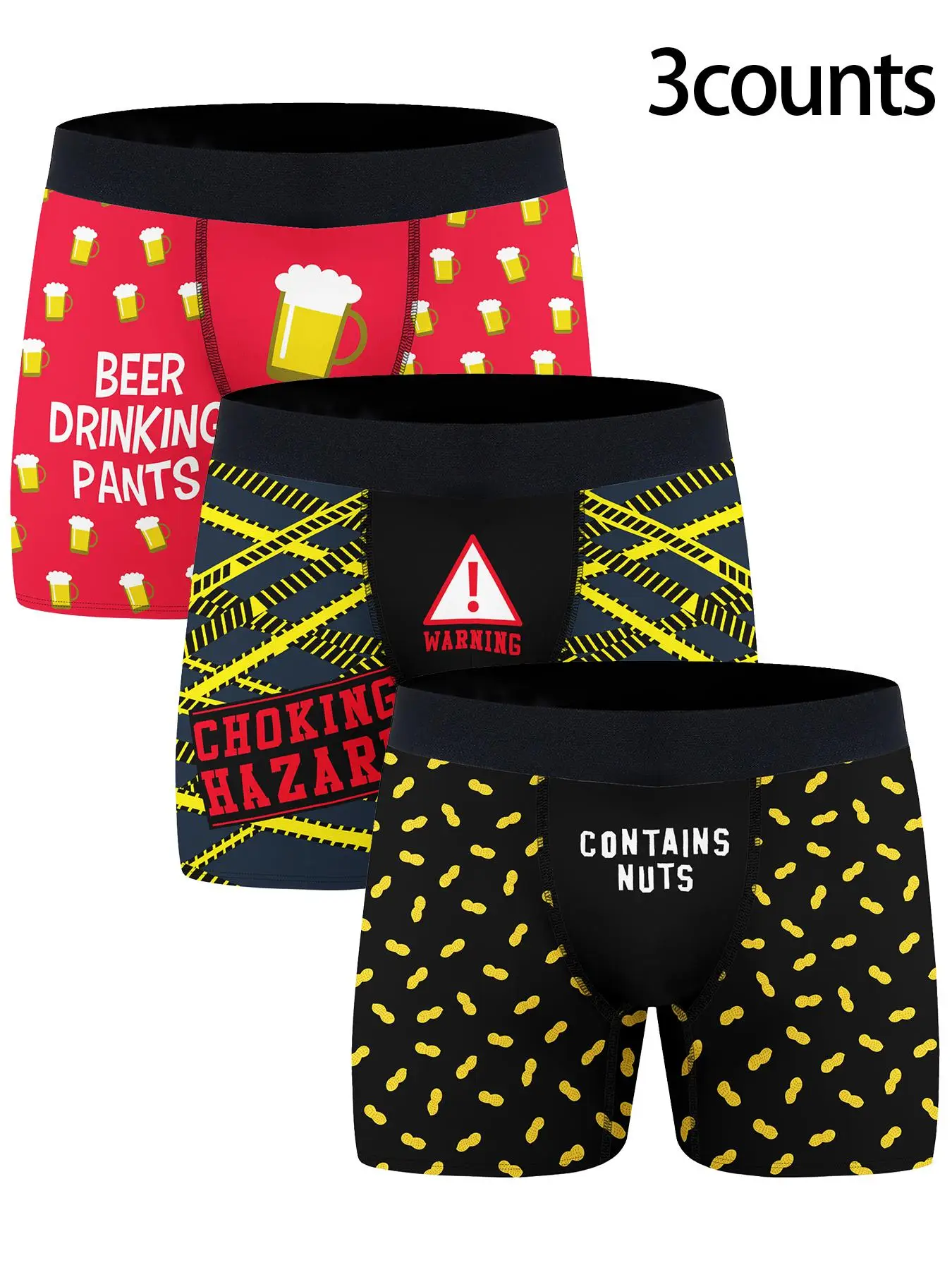 Men's All Over Print Tape Boxer Brief, Casual Comfy Breathable Boxer Brief for Daily Wear, Underwear for All Seasons