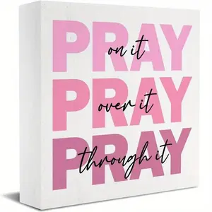 Christmas Pray on It Pray Over It Pray Through It Foam Desktop Ornament, 1 Count Modern Art Prayer Letter Pattern Decorative Ornament, Party Decorations Supplies, Home Decor Products