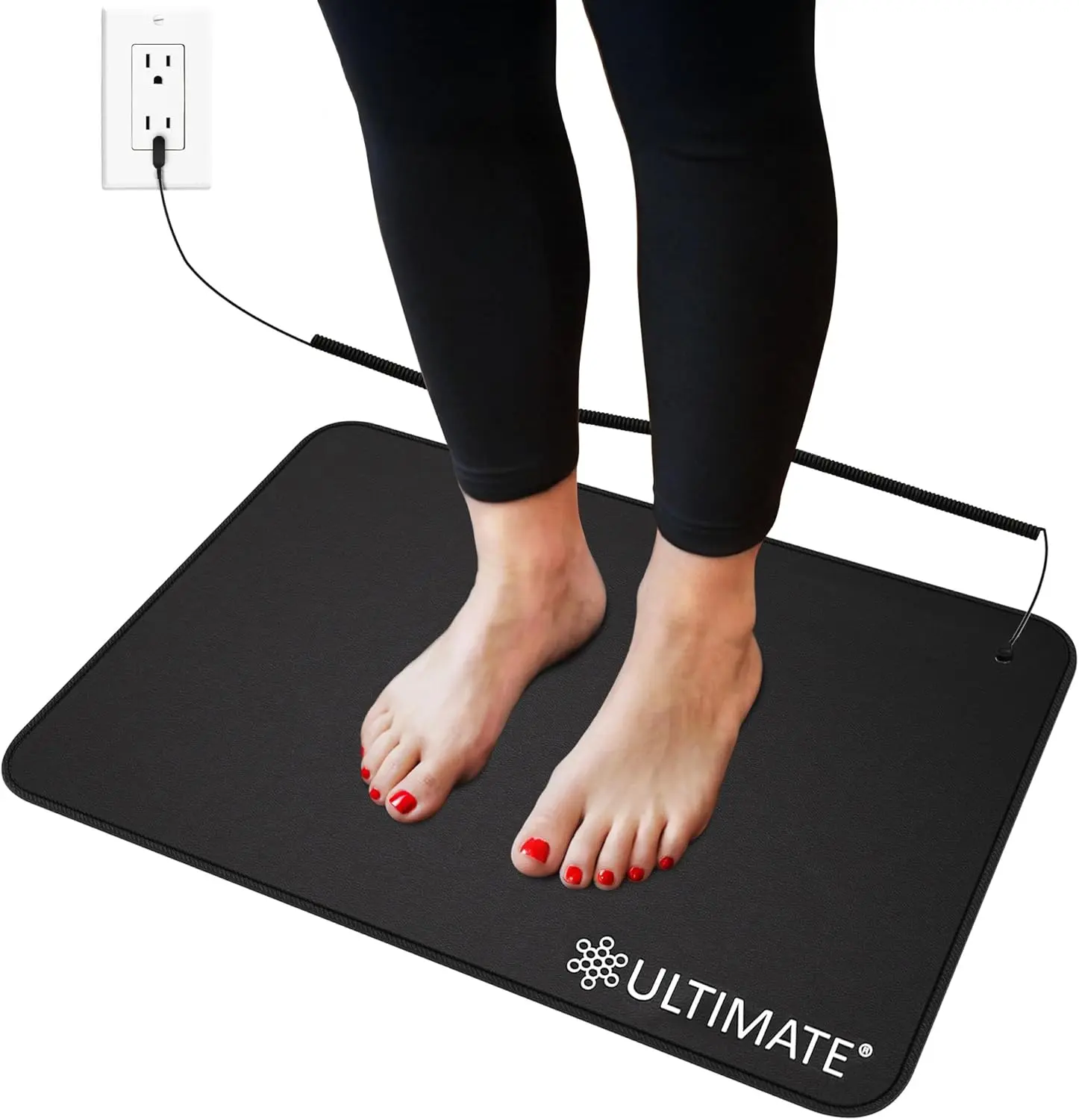 Conductive Carbon Ultimate Grounding Mat - Earthing Pad for Feet, Desk, Bed, Supports Sleep, Energy, Pain Relief, Inflammation, Wellness, 18-Foot Grounding Cord, Lifetime Warranty