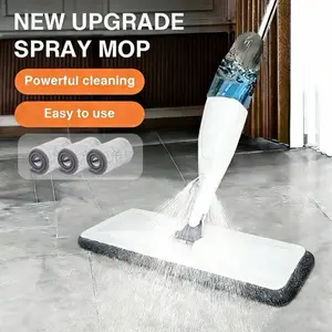 Spray Mop And Three Washable Pads | Water-Spraying Flat Mop, Household All-Purpose Floor Cleaner, Dry And Wet Dual-Purpose, Suitable For Hardwood, Laminate, Tiles, Ceramics