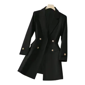 Double-Breasted Luxe Waist-Cinched Blazer Coat – Black (M & L Available)