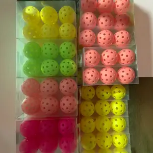 Outdoor 40-Hole Pickleball Balls Set of 6, Indoor Durable 26-Hole Pickleball Balls Set of 6, Vibrant Colors, All Levels, Yard Games, Training, Gift