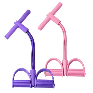 6-Strand Heavy Duty Abdominal Crunch Fitness Equipment – Leg & Core Workout, Sit-Up Assist, Home Gym Exercise, Non-Slip Foot Pedal & Resistance Bands (Portable)