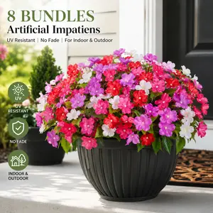 8 Bundles Artificial Flowers & Plants, UV Resistant, Fade-Proof Fake Outdoor Greenery for Porch, Patio, Yard, Window Box, Indoor/Outdoor Decor summerwins