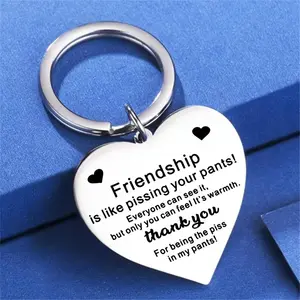 Heart Shaped Stainless Steel Keychain, Friendship Gift for Friend, Personalized Heart Tag, Car Interior Decoration Accessories, Car Keychain, Car Accessories for Women & Men