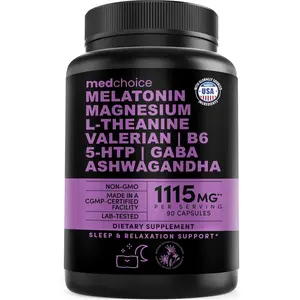 12 in 1 Melatonin Sleep Capsules with Magnesium Glycinate 500mg and Melatonin 5mg Natural Sleep Aid for Adults 90 Count