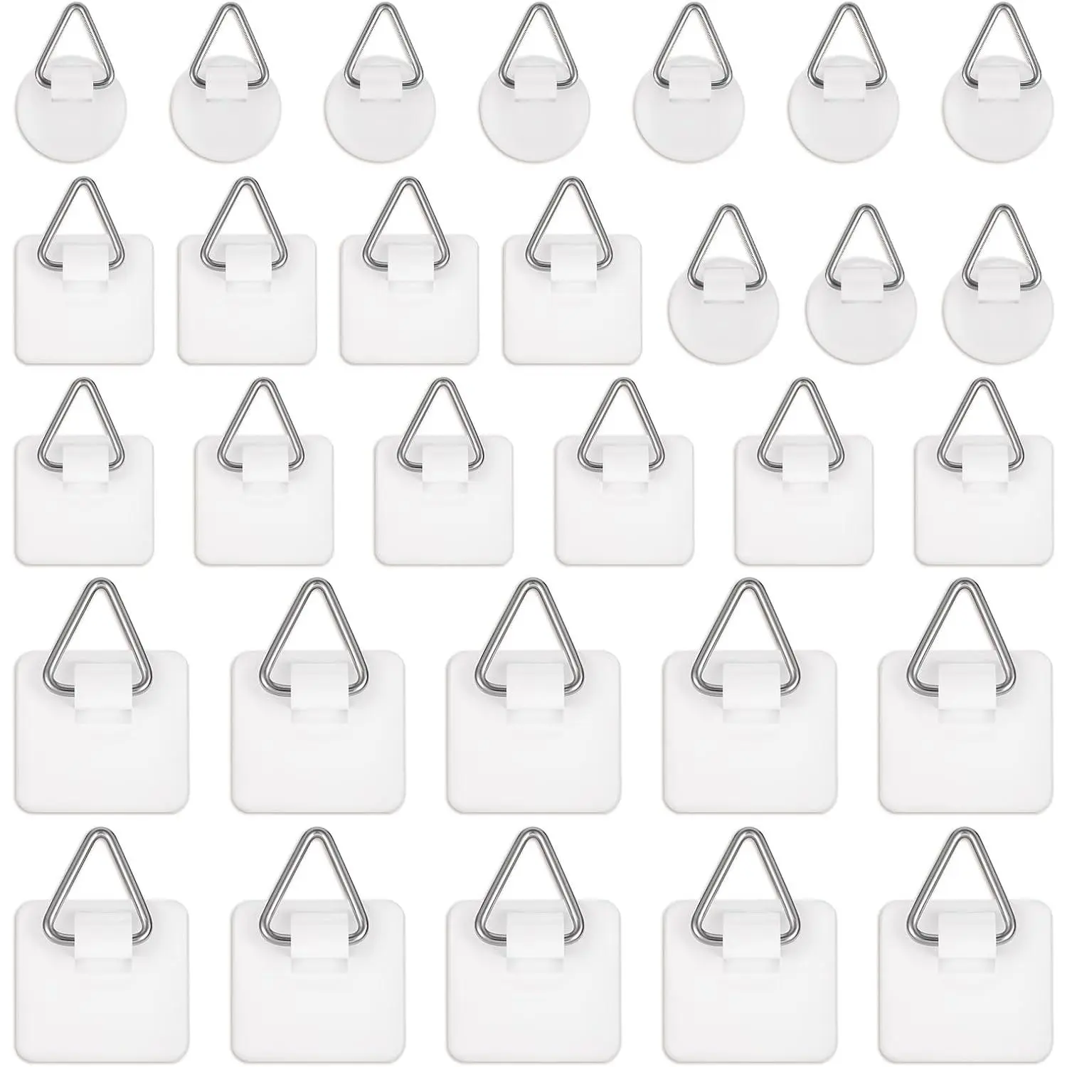 30 Pack Adhesive Picture Hanger Picture  Hooks Without Nails Invisible Adhesive Wall Hangers Plastic Sticky Picture Hangers for Photo Frame Foamboard Plate Wall Art Decor