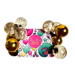 8 Pcs Gold & Glitter Assorted Bubble Hair Ties - Royal Kyree