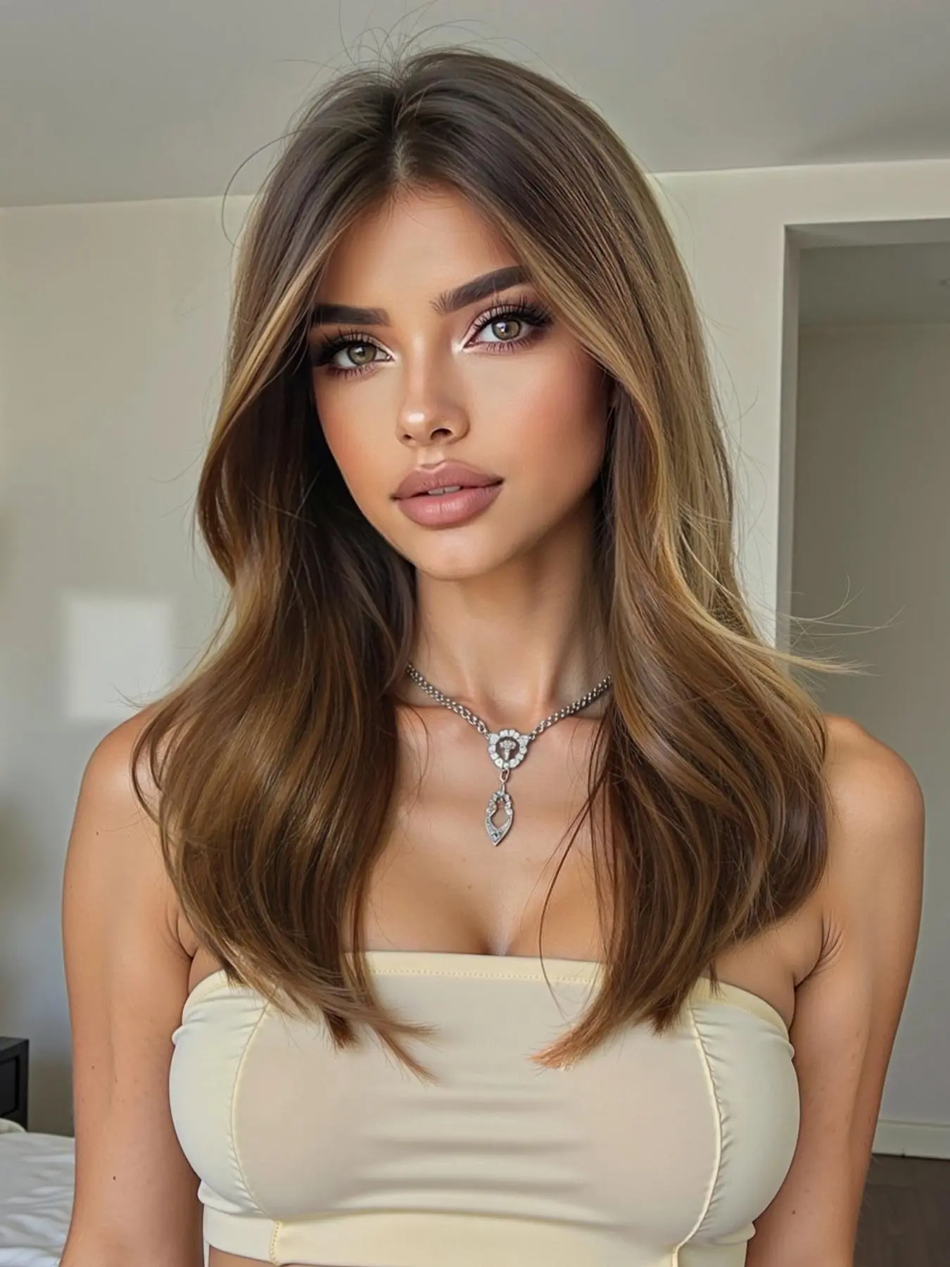 16 Inch Long Water Wave Wigs for Women, Gorgeous Fluffy Wigs with Blunt Bangs, Synthetic Full Machine Wigs for Party, Daily Use, Machine Made Wigs