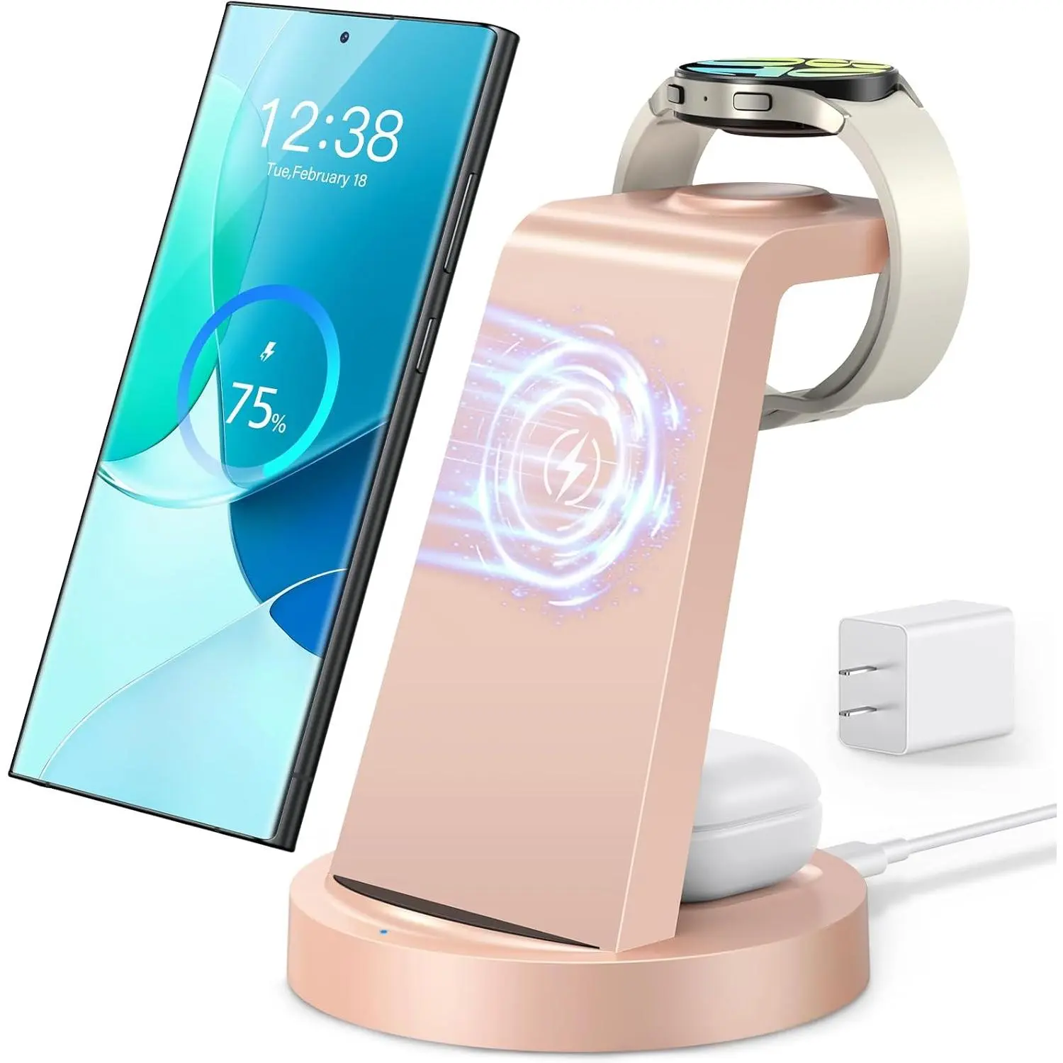 Wireless Charger for : 3 in 1 Wireless Charging Station for  Galaxy Watch 7 6 5 4 3 Pro Classic Galaxy Buds - Charger Dock Stand for S25 S24 Ultra S23 S22 S21 Note Z Fold Android