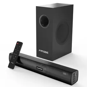 Wireless TV Sound Bar with Subwoofer, 2.1 Channel Home Theater Audio System, Bluetooth Sound Bar for Smart TV, HDMI ARC/Optical/Coaxial/AUX/USB TV Speakers for PC, Projector and Gaming, Remote Control, Black