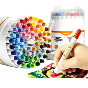 Jumbo Silky Crayons for Toddlers 1-3, Kids Crayons for Ages 2-4 4-8, Easy Grip Twistable, Non-Toxic Washable No Mess,48 colors options, Kids Art Supplies, Birthday Gifts Children's Day