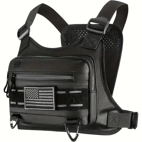Men's Lightweight Polyester Vest-Style Protective Chest Bag for Motorcycle Gear, Training & Dual Sport, with Built-in Phone Pocket, Extra Storage Space, No Bulk Comfort & Protection for Offroad Cycling