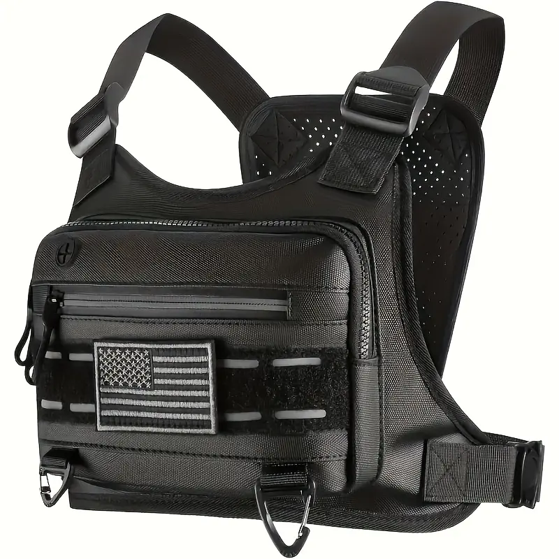Men's Lightweight Polyester Vest-Style Protective Chest Bag for Motorcycle & Cycling Adults, Motorcycle Accessories with Built-in Phone Pocket, Extra Storage Space for Convenience and Protection