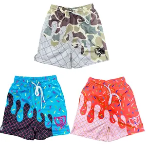Men’s Ice Cream Baseball Mesh Shorts – Drip Print Summer Shorts | 2 Layer Quick Dry Gym, Running Shorts - Size Adult & Youth