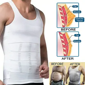 Men's 1 Piece Plain Compression Tank Top, High Stretch Seamless Shapewear Top, Tummy Control Shaper for Men, Running Vest, Casual Comfy Men's Shapewear for All Seasons, Men's Compression Shapewear, Activewear,  Men's Underwear