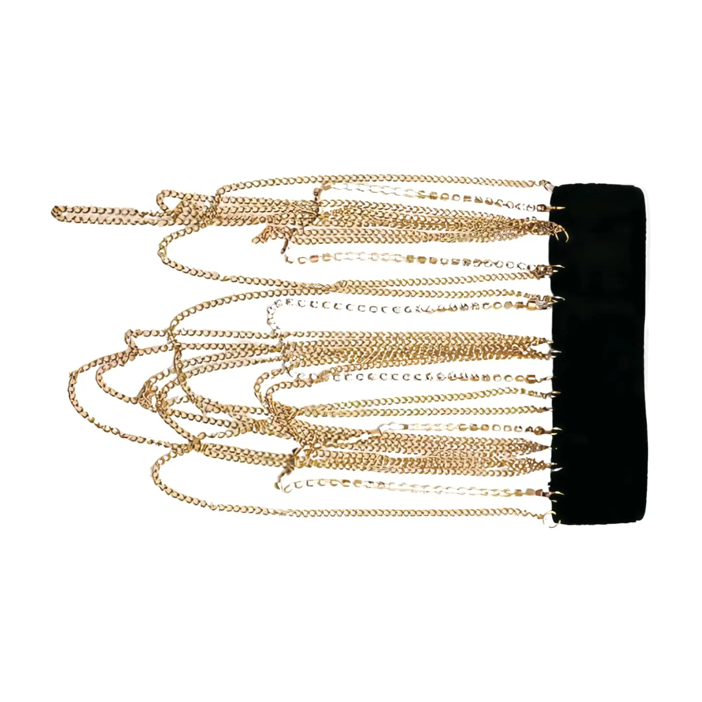 TFJ Women Western High Thigh Leg Bling Elastic Band Metal Chains Waves Silver Rhinestones Gold