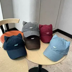 Women's Cat Ear Baseball Cap with Niche Design Sense, Trendy Hip-Hop Street Style Peaked Cap for Men, Face Slimming Hat