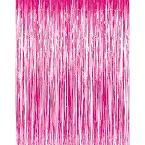 3.2 ft * 8.2 ft Metallic Sequined Tassel Curtain Party Photography Backdrop Party Streamers Perfect for Bestie Day, Birthdays, Graduation Ceremonies, New Year's Decorations Wedding Decorations (1 pack, Bright Pink)