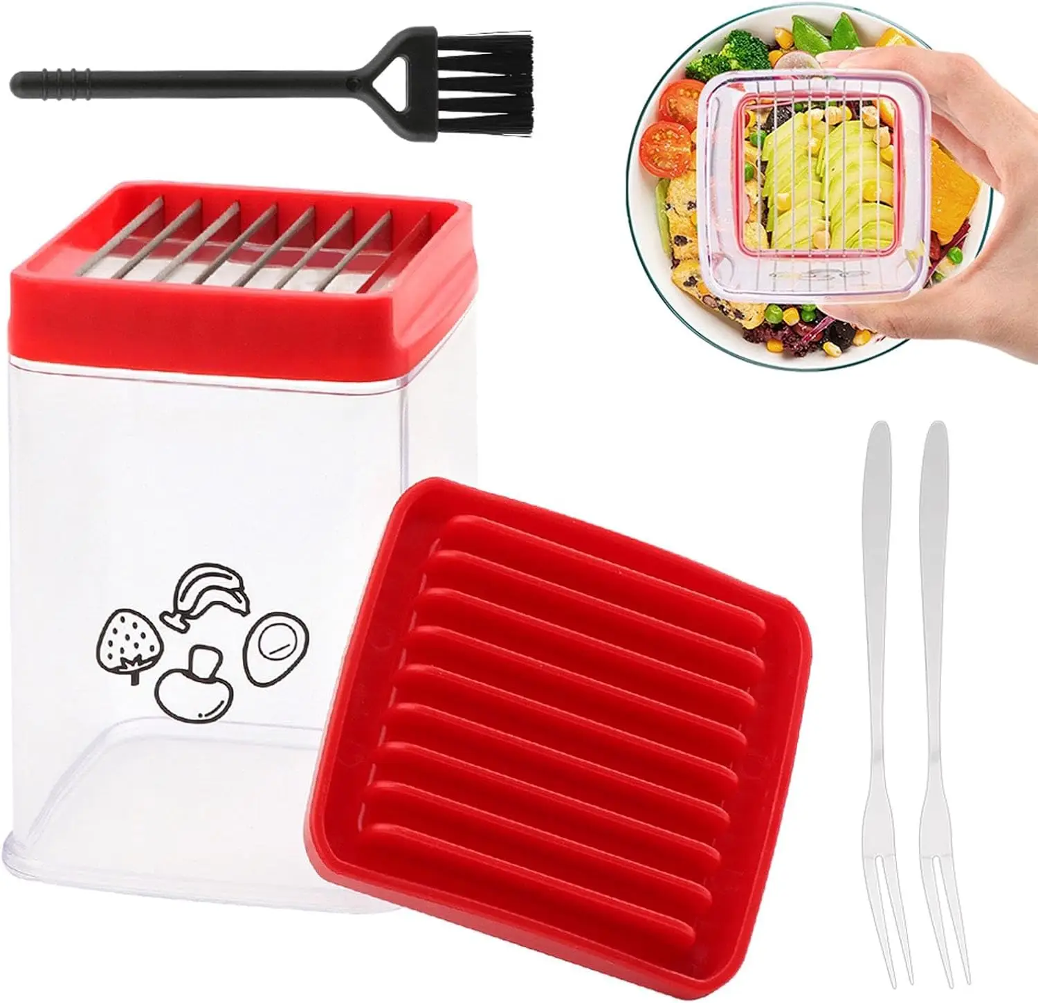 Cup Slicer, Fruit Slicer, Stainless Steel Strawberry Slicer, Banana Cup Chopper, Egg Slicers Kiwi Cutter, Strawberry Cutter Mini Slicer, Quickly Makin