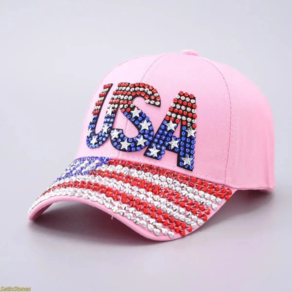 American Flag Rhinestone Curved Brim Baseball Cap - Street Style Cap for Clothes Accessories Fashion Enthusiasts, Casual Hat, Christmas, Funky, Anniversary, Engagement, Glitter, Glamorous American Flag Rhinestone Curved Brim Baseball Cap - Street Style Cap for Clothes Accessories Fashion Enthusiasts, Casual Hat, Christmas, Funky, Anniversary, Engagement, Glitter, Glamorous