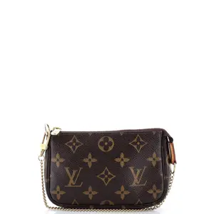 Pre-owned Louis Vuitton Canvas Coated Clutches & Wristlets Pochette Accessoires Monogram Canvas Mini by Rebag