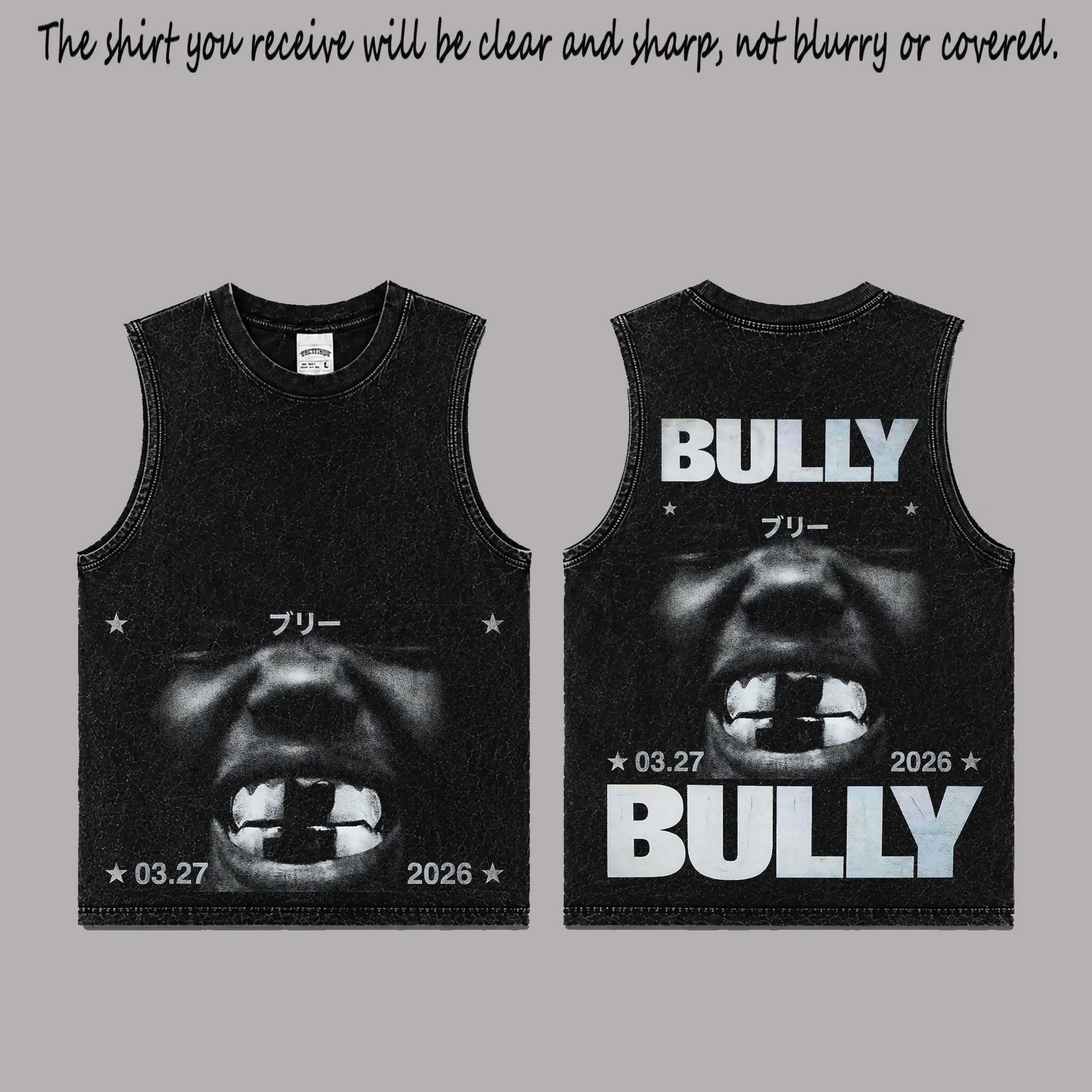 Bully 2026 Black Washed Tank Top, Vintage Hip Hop Album Graphic Sleeveless Shirt, Premium Cotton Front and Back Print Streetwear, Bold Grunge Music Aesthetic Summer Outfit, Unisex Rap Fan Gift Top 2026