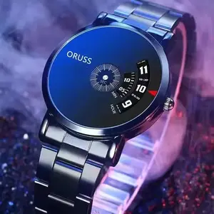 ORUSS 862 Waterproof Luxury Quartz Watch Black dial Stainless Steel Men’s Wrist Watch