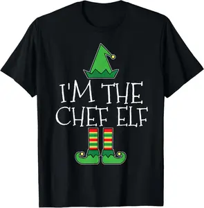 100% Cotton I'm The Chef Elf Matching Family Group Christmas T Shirt