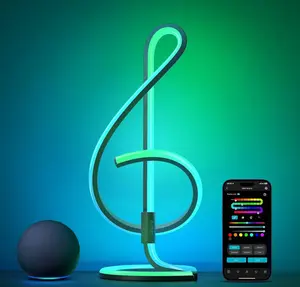 Lepro TB2 AI Smart Table Lamp, RGB+IC Addressable Color Changing Desk Light Alexa Google Enable, Music Sync Unique Cool LED Lamps for Game Room Decor Ambient Lighting, 16M Colors, Dimmable Desk Light 1%-100%, APP Control No Remote, 2.4 GHz -1
