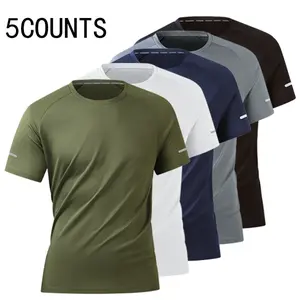5pcs Men's Sports Short Sleeve T-Shirt Running Fitness Outdoor