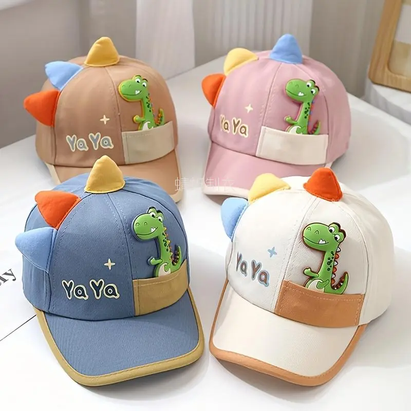 New1 Piece Youth Hat Spring and Autumn Hard Brim Baseball Cap Boys Duckbill Hat Cartoon Dinosaur Sun Hat Boys Hard Brim Sun Hat Suitable for Outdoor Play and Outings Suitable for 1-3 Years Old