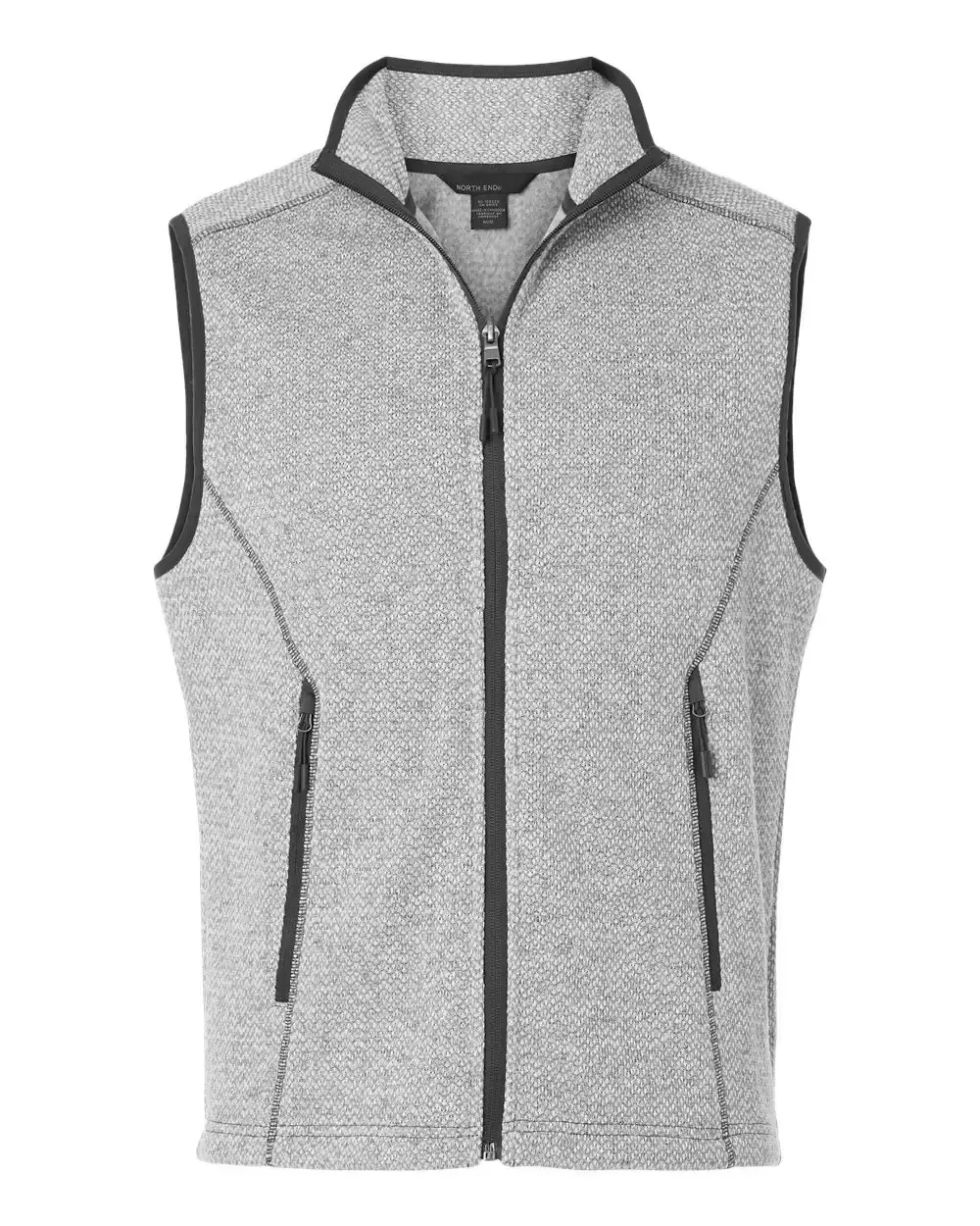 Men's Athletic Quarter Zip Vest in Jacquard Recycled Polyester Fleece, Fitted Sleeveless Top with Zipper Pockets