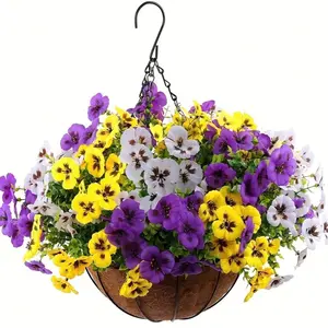 Artificial Flower 12 Pcs/set, Tricolor Violet Flowers, UV Resistant, Ideal for Outdoor Decor, Flower Pots, Front Doors, Porches, Courtyards, Terraces, Windowsills