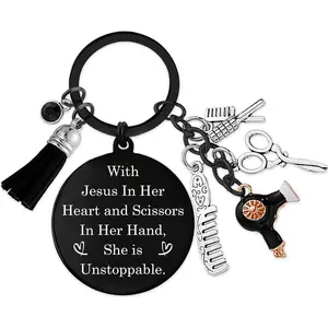 Hair Stylist Gifts , Hairstylist Keyring for Women with Comb Hair Dryer,  Charm for Birthday
