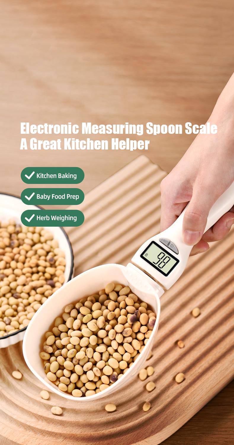 Digital Measuring Spoon, Food Digital Measuring Scoop Scale High Precision with LCD Screen,Smart Adjustable Measure Cup for Home Cooks Bakers Chefs Pet Owners, Household Weighing Scoop for Kitchen