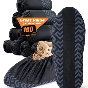 100 Pcs Non-Woven Shoe Covers, Thickened Breathable Durable, Anti-Slip Design, Ideal for Home Office Clean Rooms, Disposable Hygienic