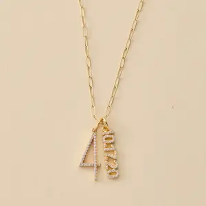 Pavé Elongated Number Necklace