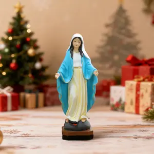 Colorful Resin Catholic Religious Statue, 8.3 Inch Virgin Mary Gracia Figurine, No Power Needed, for Altar, Christmas, Thanksgiving, Home Decor, Religious Supplies