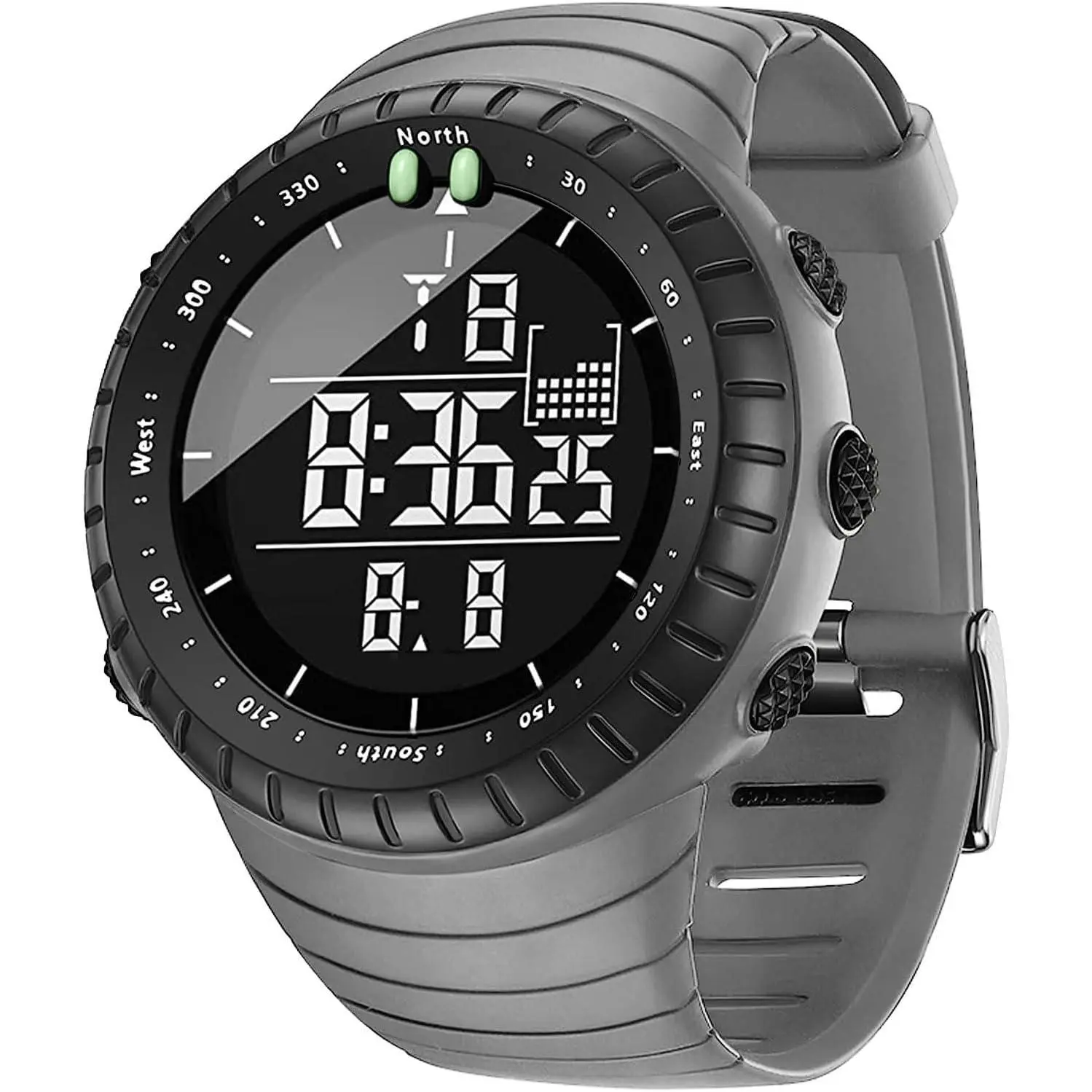 BYW5 Men's Electronic Sport Quartz Wristwatch - Army-Themed, Luminous Pointer, Large Dial, Waterproof, Multi-Function with Date, LED Face, Alarm, Stopwatch for Outdoor Sports (Model 6256), Electronic Sport Watch
