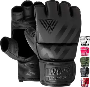 WYOX MMA Sparring Gloves - Boxing Gloves for Men & Women Muay Thai Martial Arts Training with Half Finger Adjustable Mitts and Wrist Support